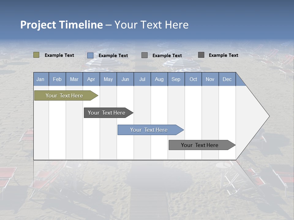 A Beach Filled With Lots Of Blue And White Umbrellas PowerPoint Template