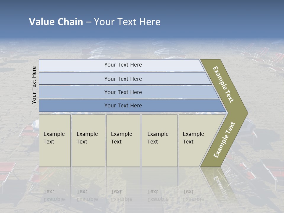 A Beach Filled With Lots Of Blue And White Umbrellas PowerPoint Template