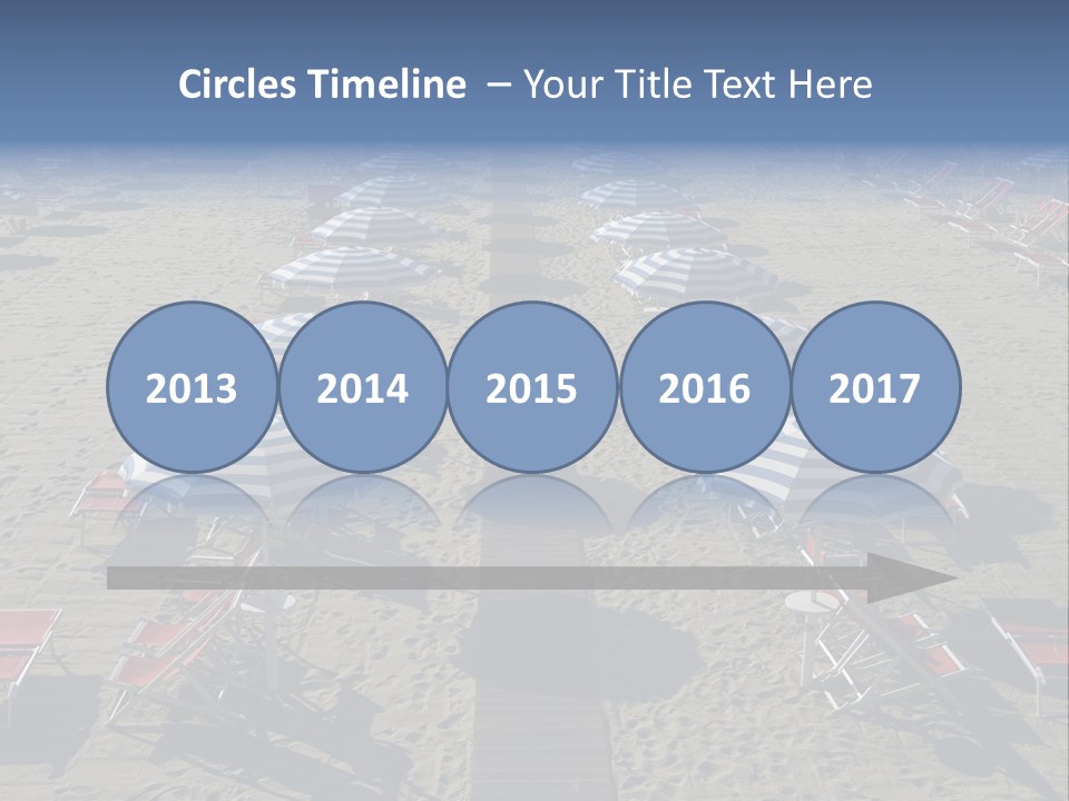 A Beach Filled With Lots Of Blue And White Umbrellas PowerPoint Template