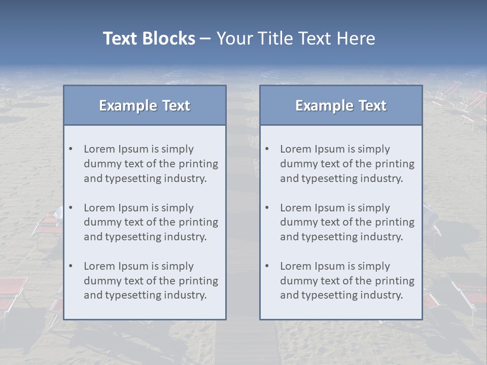 A Beach Filled With Lots Of Blue And White Umbrellas PowerPoint Template