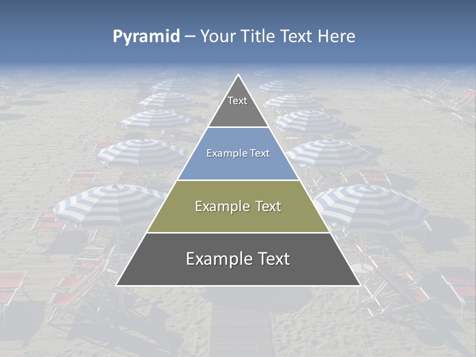 A Beach Filled With Lots Of Blue And White Umbrellas PowerPoint Template