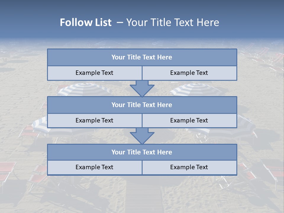 A Beach Filled With Lots Of Blue And White Umbrellas PowerPoint Template