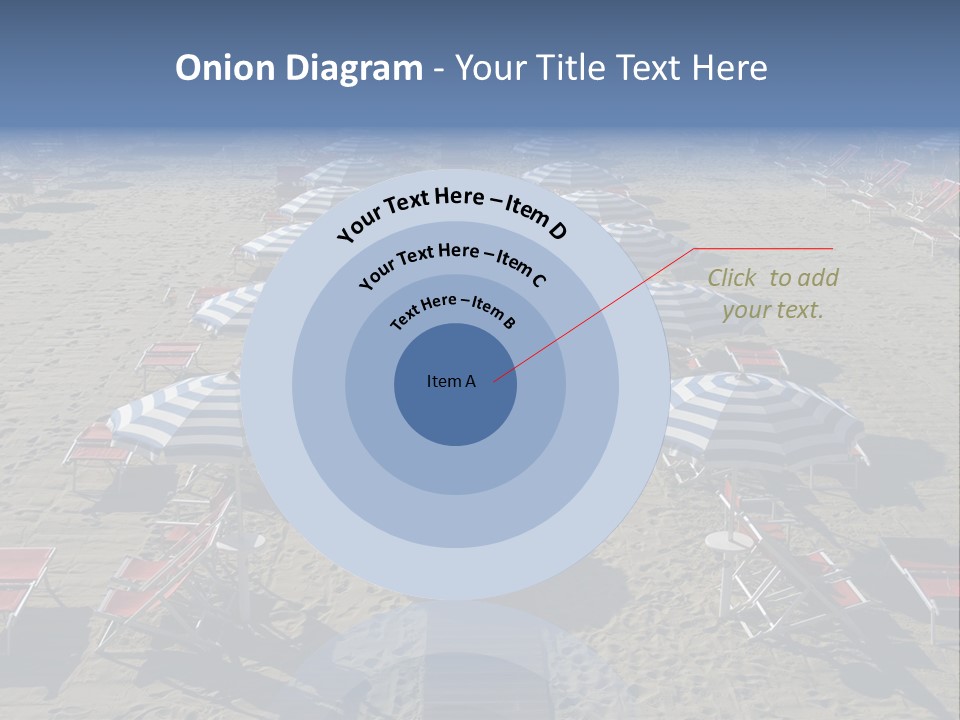 A Beach Filled With Lots Of Blue And White Umbrellas PowerPoint Template