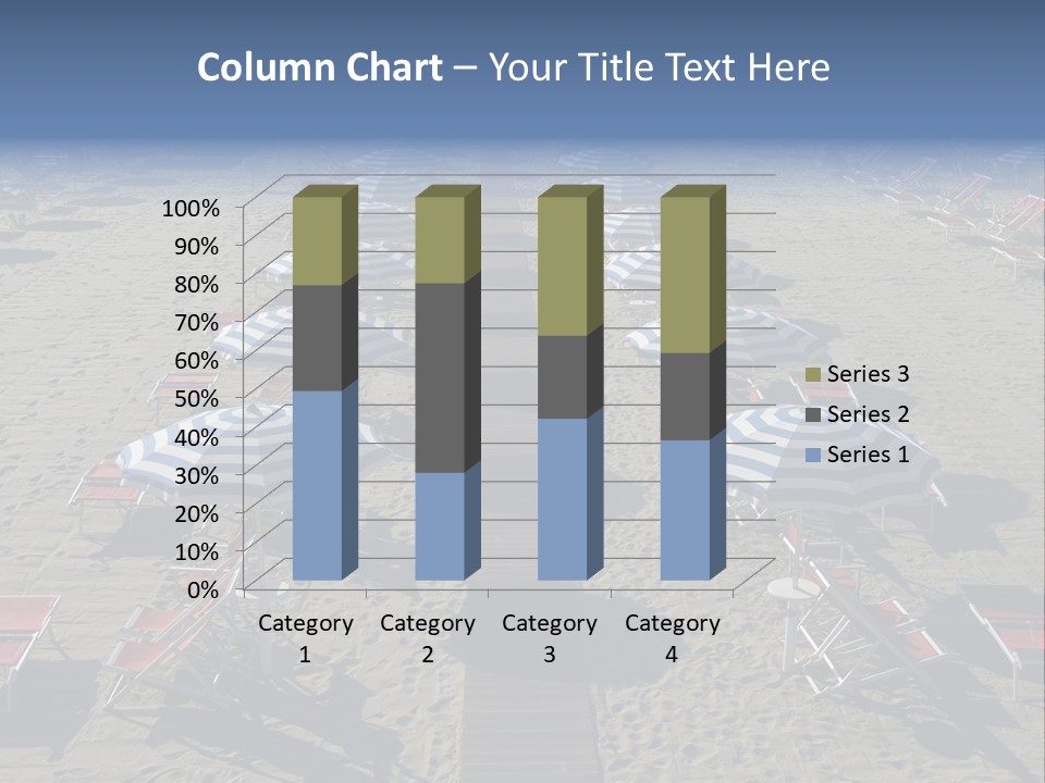 A Beach Filled With Lots Of Blue And White Umbrellas PowerPoint Template