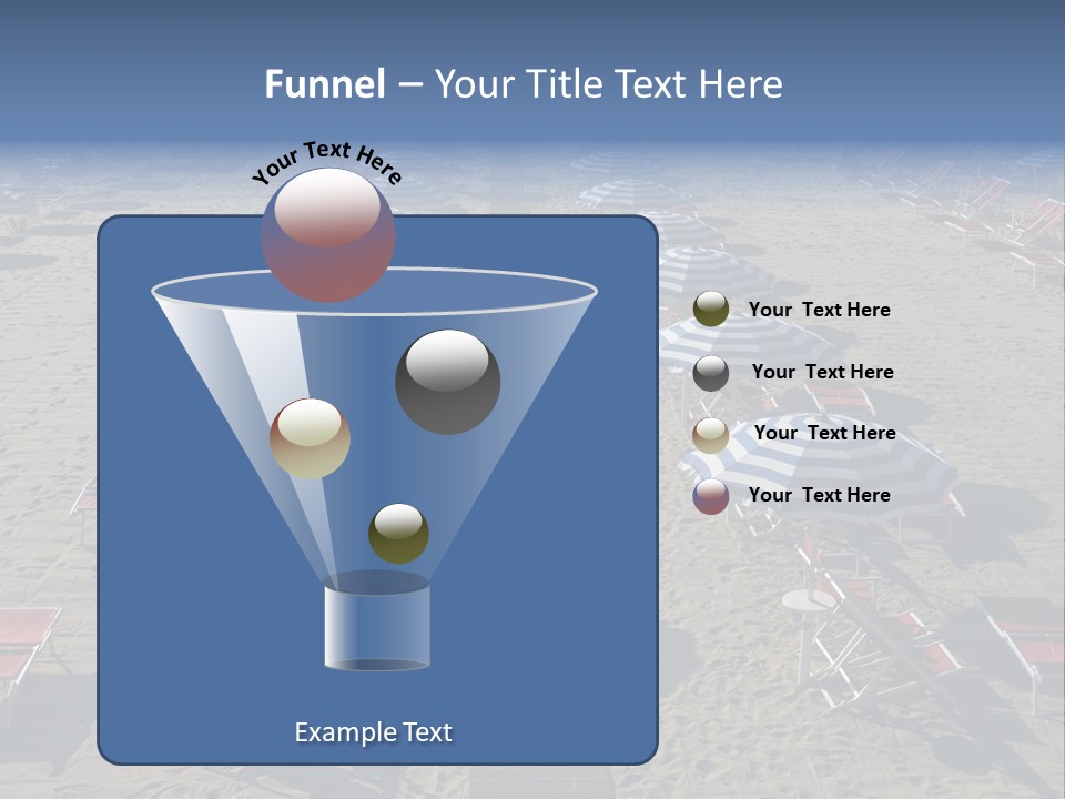 A Beach Filled With Lots Of Blue And White Umbrellas PowerPoint Template