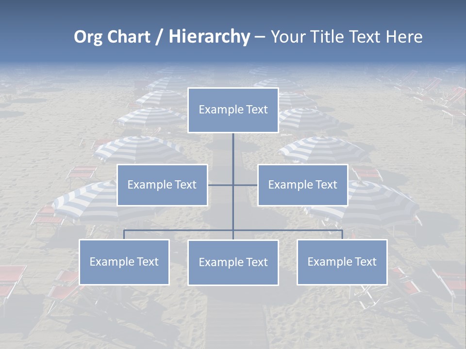 A Beach Filled With Lots Of Blue And White Umbrellas PowerPoint Template