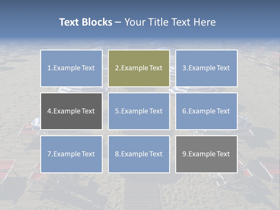 A Beach Filled With Lots Of Blue And White Umbrellas PowerPoint Template