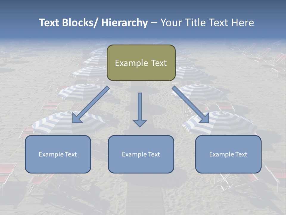 A Beach Filled With Lots Of Blue And White Umbrellas PowerPoint Template