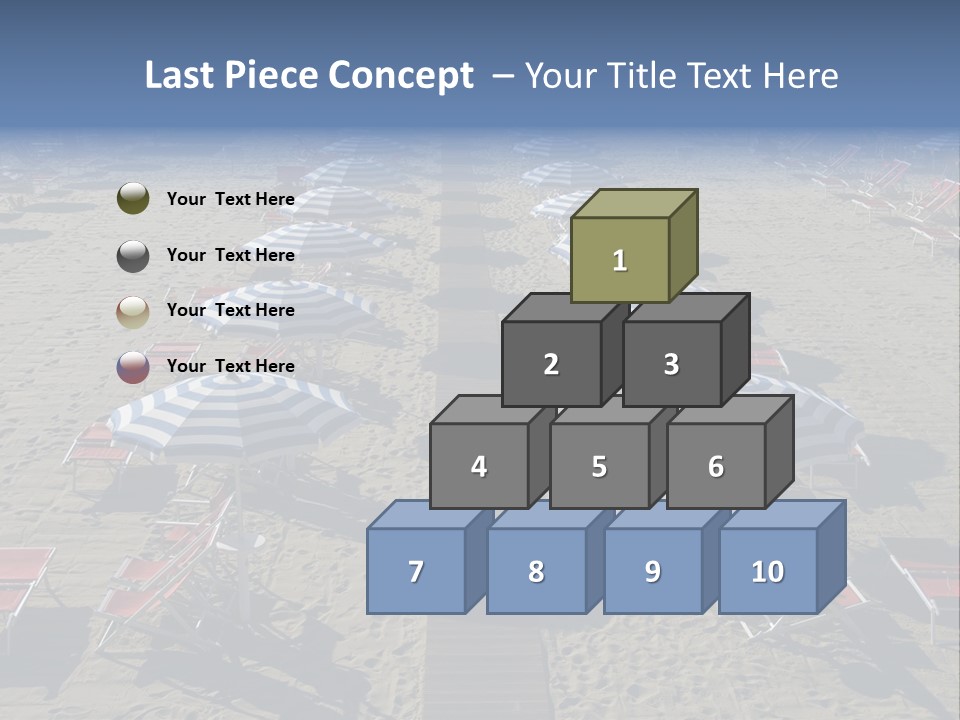 A Beach Filled With Lots Of Blue And White Umbrellas PowerPoint Template