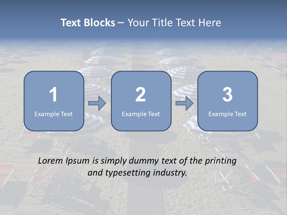 A Beach Filled With Lots Of Blue And White Umbrellas PowerPoint Template