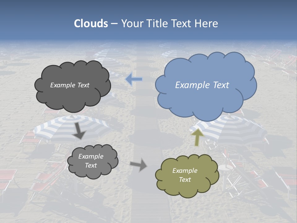 A Beach Filled With Lots Of Blue And White Umbrellas PowerPoint Template