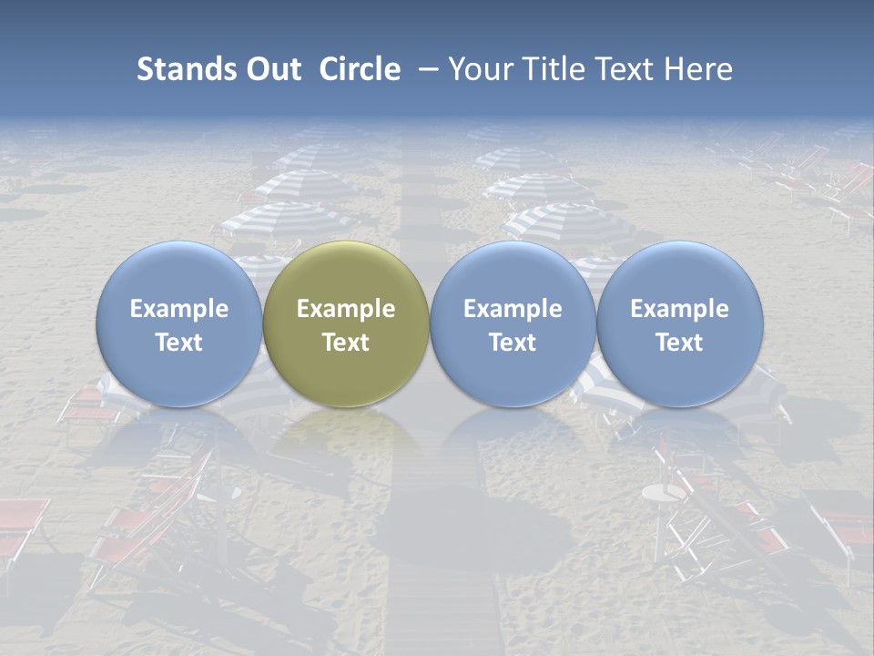 A Beach Filled With Lots Of Blue And White Umbrellas PowerPoint Template