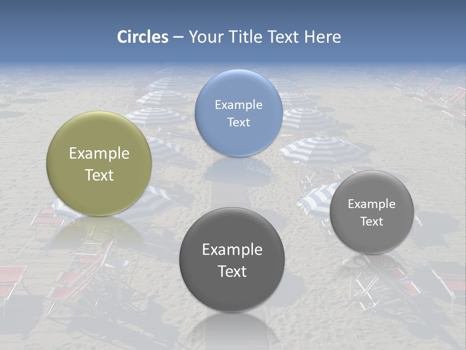 A Beach Filled With Lots Of Blue And White Umbrellas PowerPoint Template