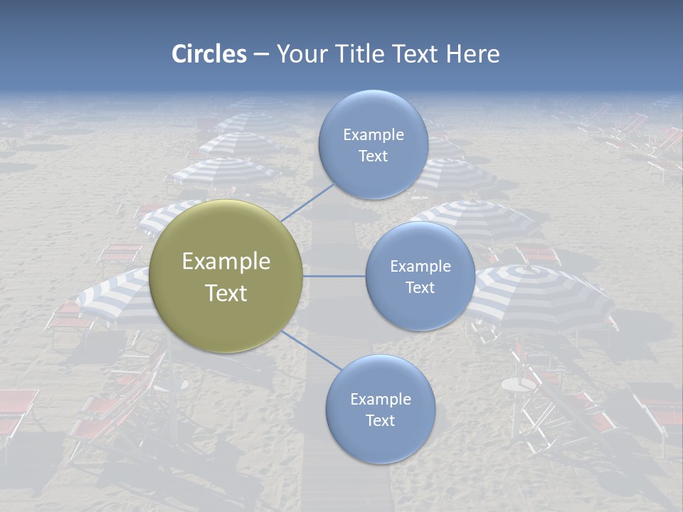 A Beach Filled With Lots Of Blue And White Umbrellas PowerPoint Template