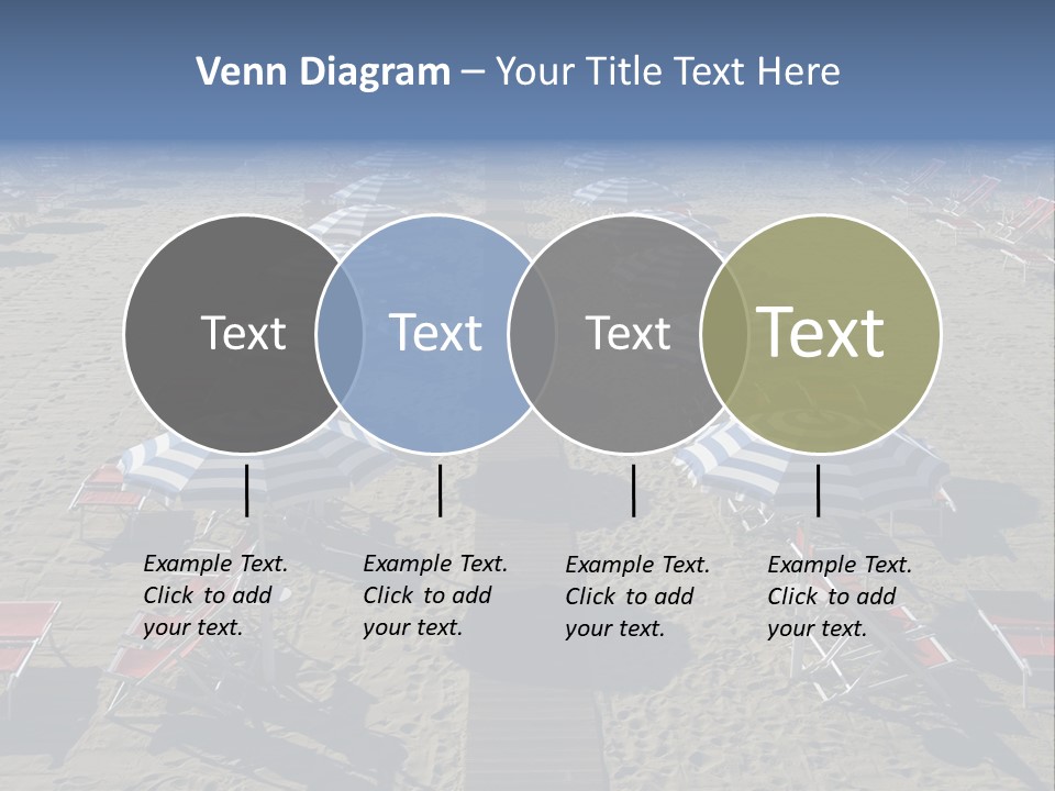 A Beach Filled With Lots Of Blue And White Umbrellas PowerPoint Template