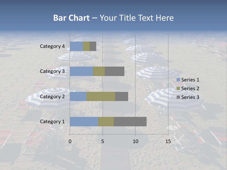 A Beach Filled With Lots Of Blue And White Umbrellas PowerPoint Template