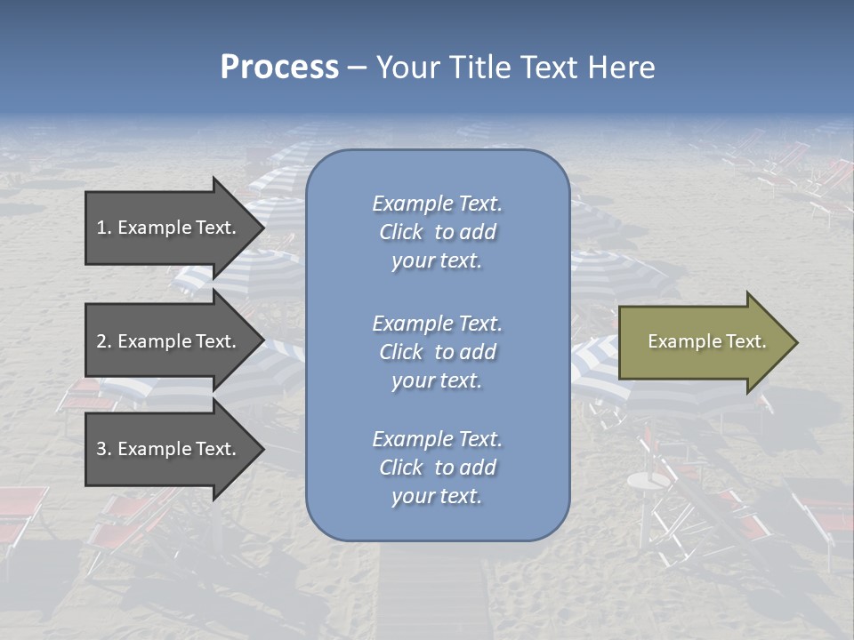 A Beach Filled With Lots Of Blue And White Umbrellas PowerPoint Template