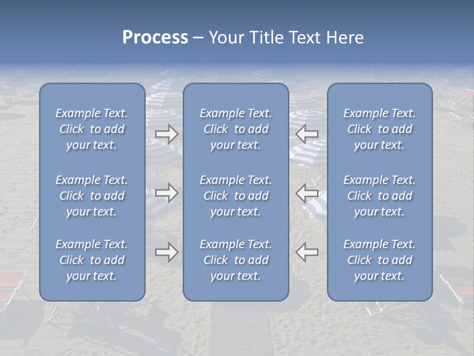 A Beach Filled With Lots Of Blue And White Umbrellas PowerPoint Template