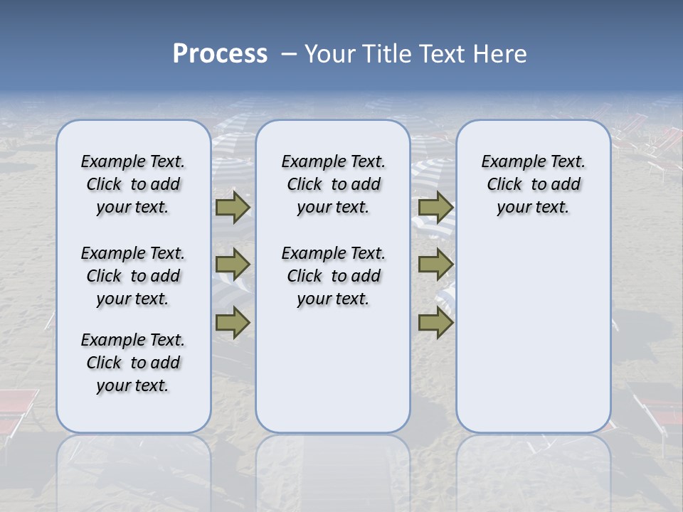 A Beach Filled With Lots Of Blue And White Umbrellas PowerPoint Template