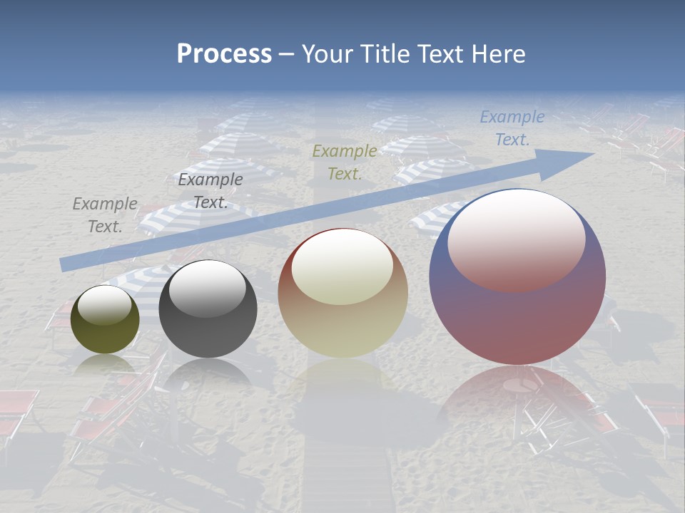 A Beach Filled With Lots Of Blue And White Umbrellas PowerPoint Template