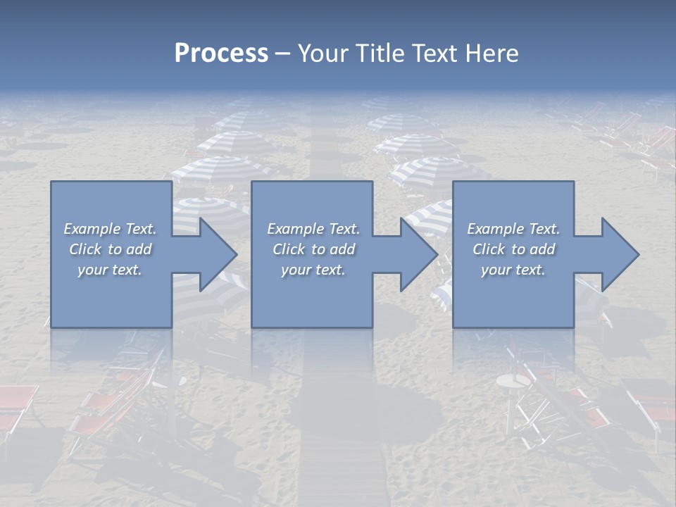 A Beach Filled With Lots Of Blue And White Umbrellas PowerPoint Template