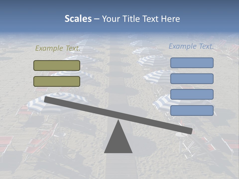 A Beach Filled With Lots Of Blue And White Umbrellas PowerPoint Template