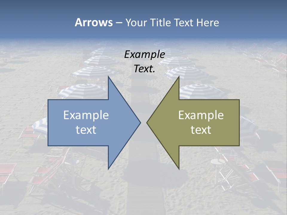 A Beach Filled With Lots Of Blue And White Umbrellas PowerPoint Template