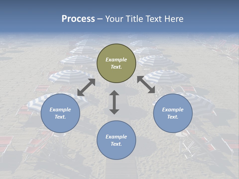 A Beach Filled With Lots Of Blue And White Umbrellas PowerPoint Template