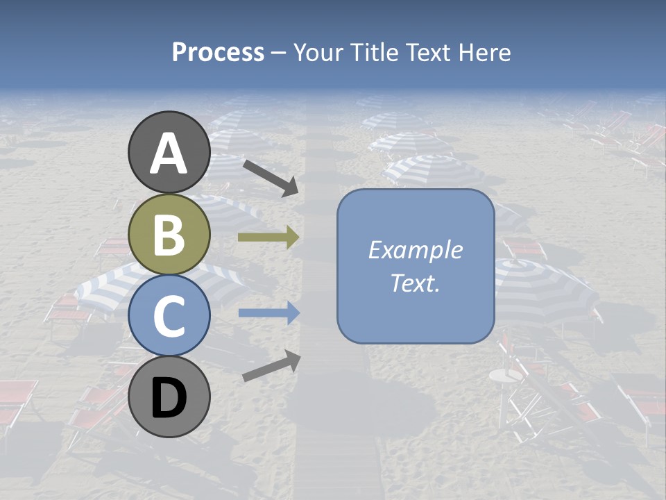 A Beach Filled With Lots Of Blue And White Umbrellas PowerPoint Template