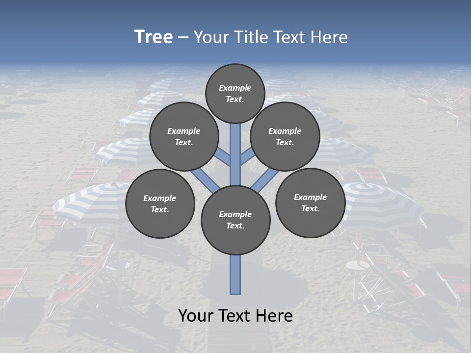 A Beach Filled With Lots Of Blue And White Umbrellas PowerPoint Template