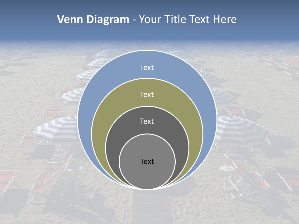 A Beach Filled With Lots Of Blue And White Umbrellas PowerPoint Template