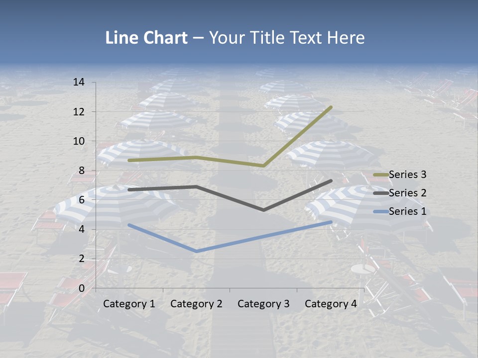 A Beach Filled With Lots Of Blue And White Umbrellas PowerPoint Template