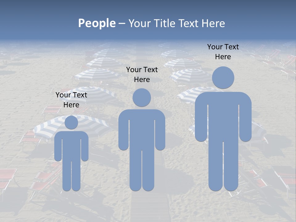 A Beach Filled With Lots Of Blue And White Umbrellas PowerPoint Template