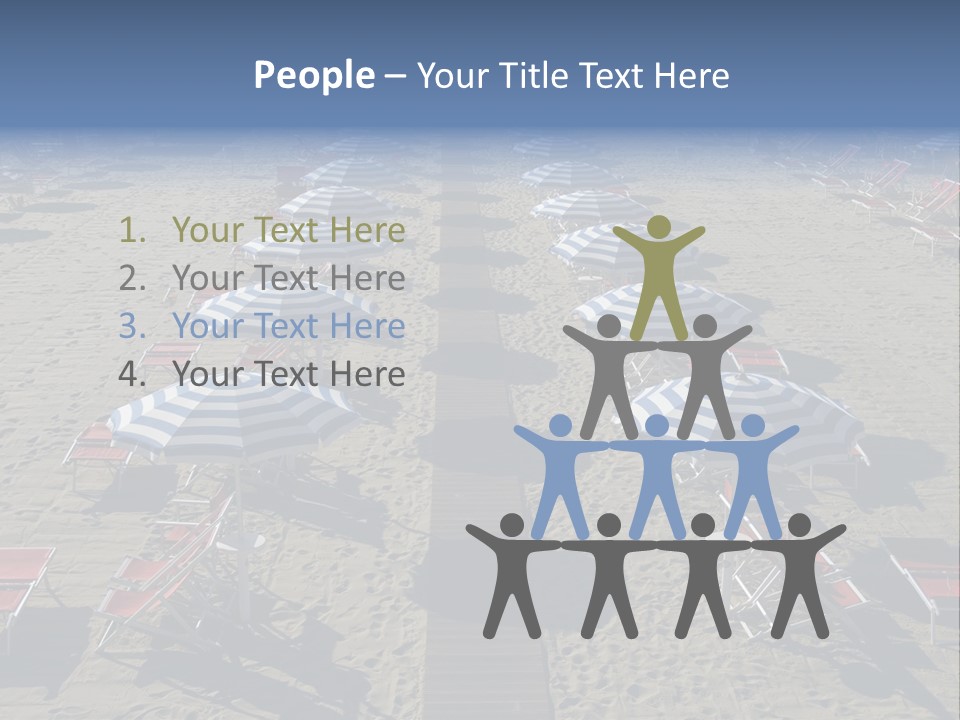 A Beach Filled With Lots Of Blue And White Umbrellas PowerPoint Template