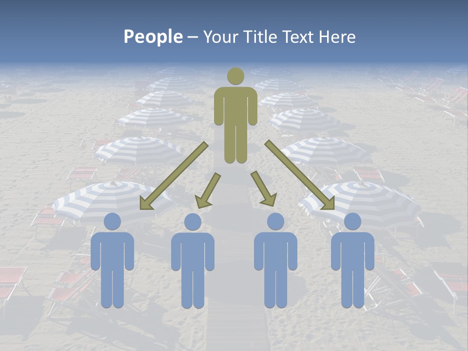 A Beach Filled With Lots Of Blue And White Umbrellas PowerPoint Template