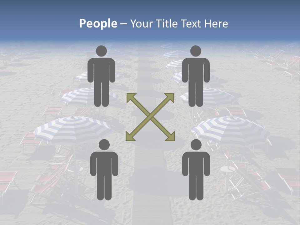 A Beach Filled With Lots Of Blue And White Umbrellas PowerPoint Template