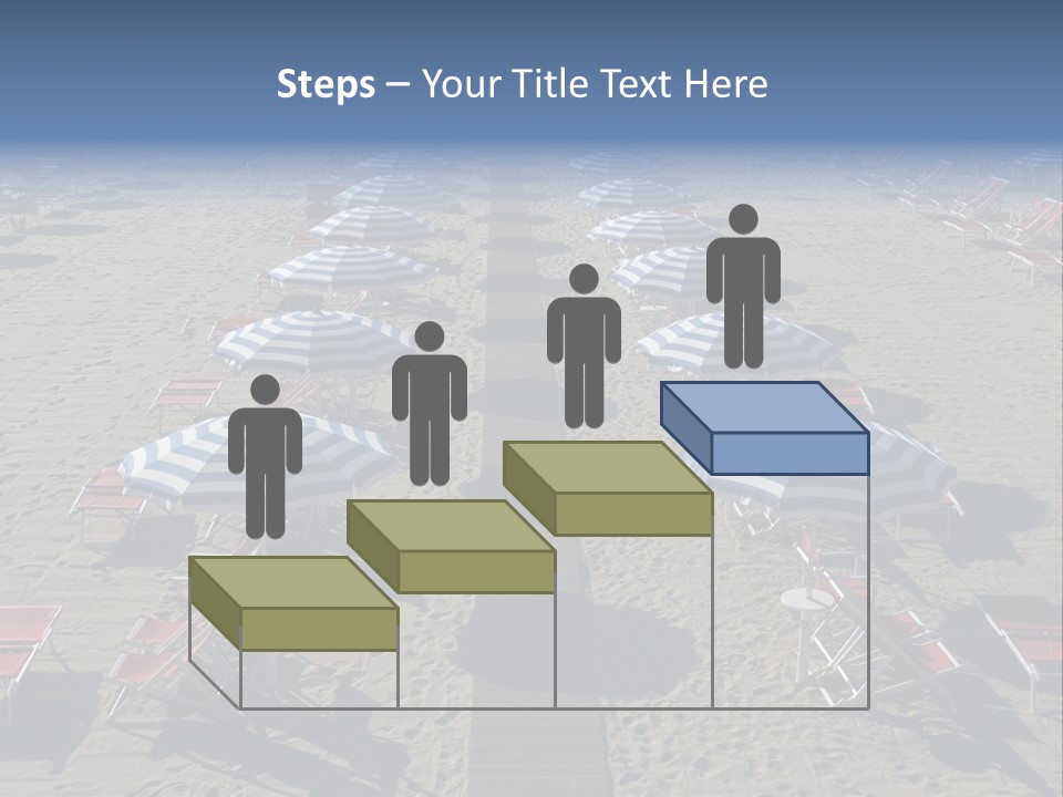 A Beach Filled With Lots Of Blue And White Umbrellas PowerPoint Template