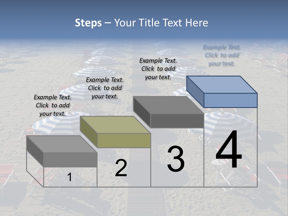 A Beach Filled With Lots Of Blue And White Umbrellas PowerPoint Template