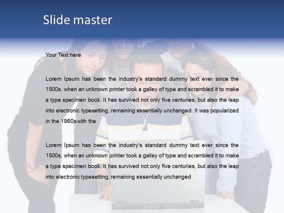 Group Of Students On A Laptop Over A White Background PowerPoint Template