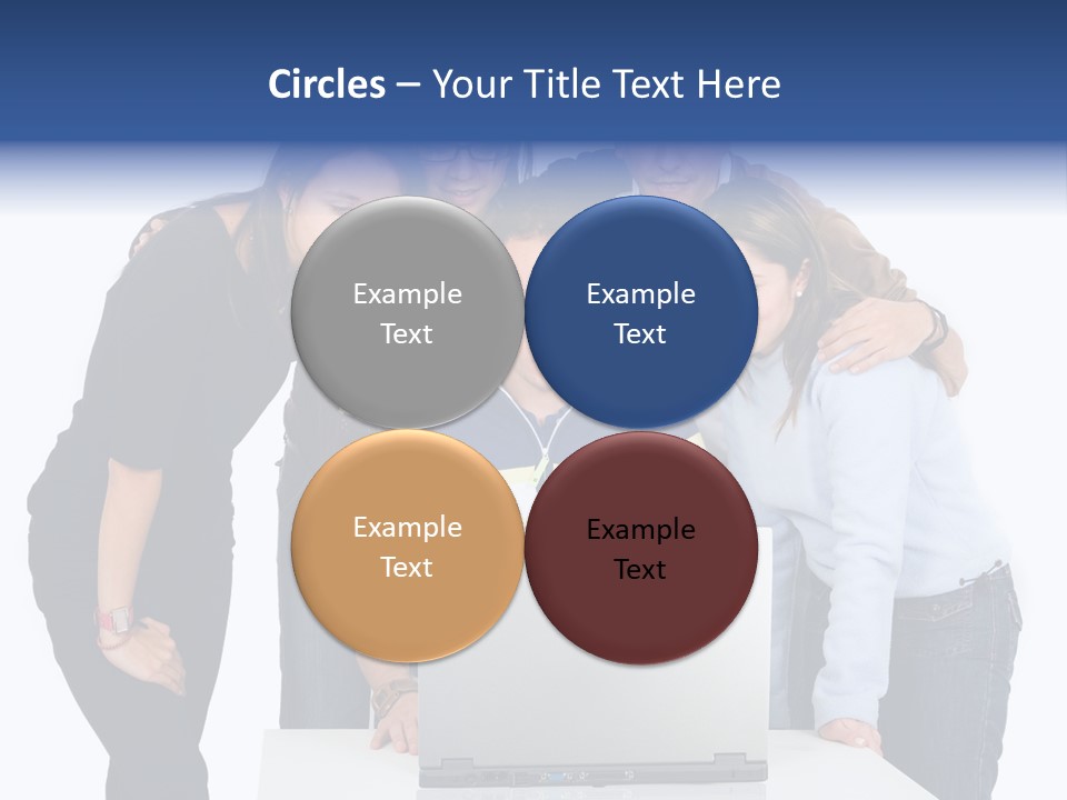 Group Of Students On A Laptop Over A White Background PowerPoint Template