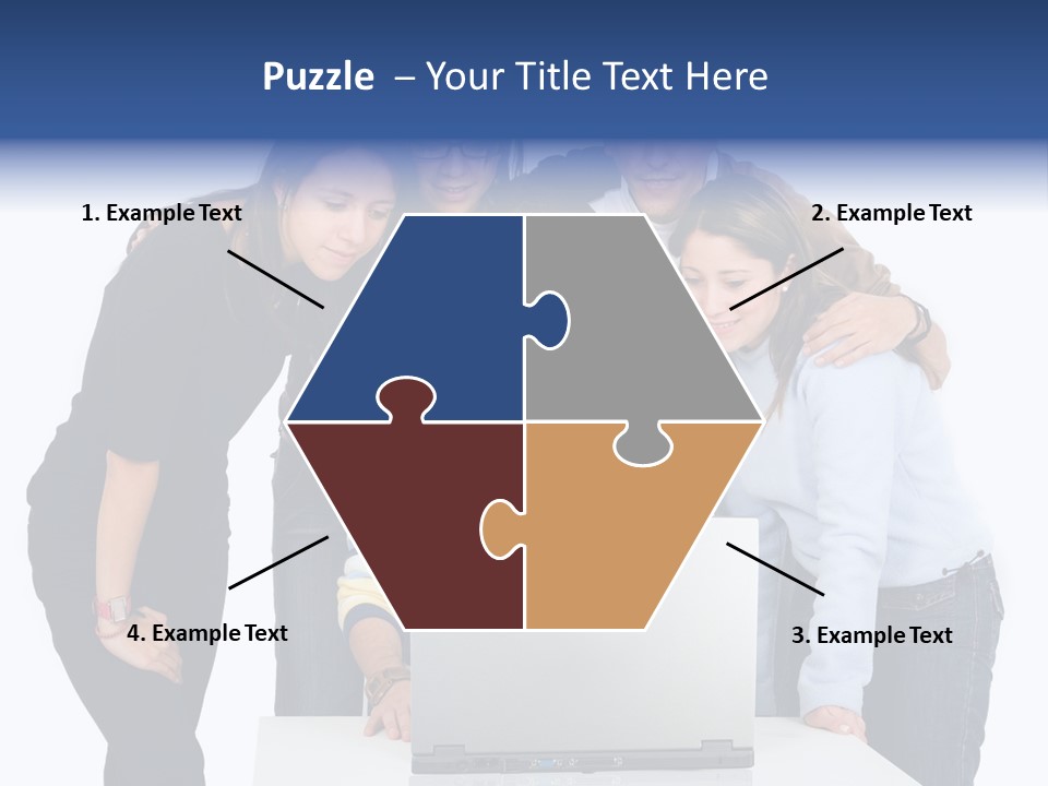 Group Of Students On A Laptop Over A White Background PowerPoint Template