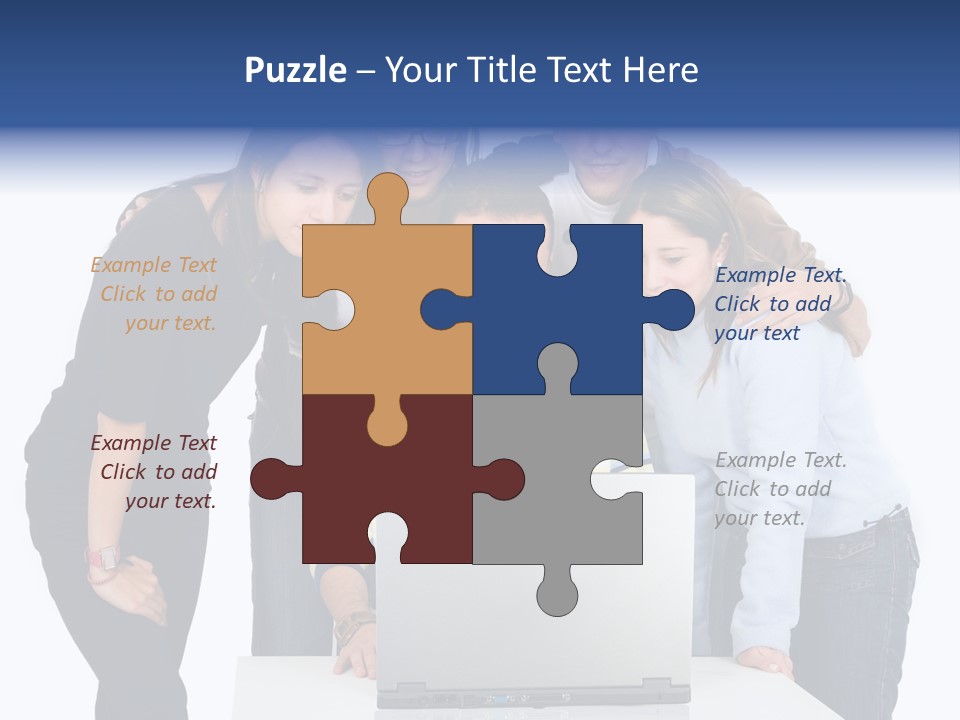 Group Of Students On A Laptop Over A White Background PowerPoint Template