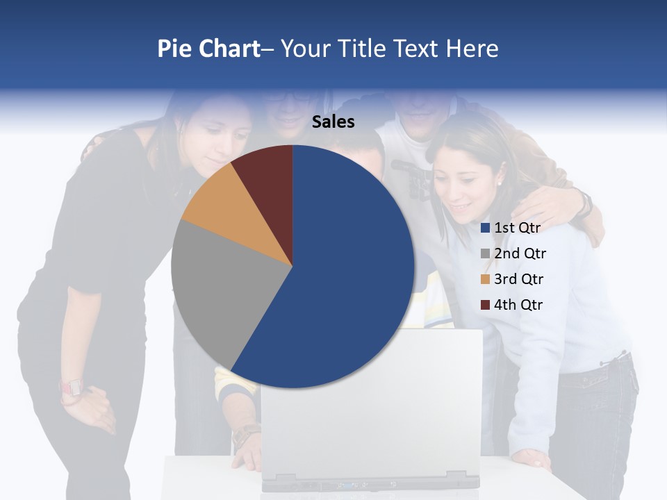 Group Of Students On A Laptop Over A White Background PowerPoint Template