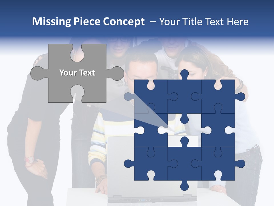 Group Of Students On A Laptop Over A White Background PowerPoint Template