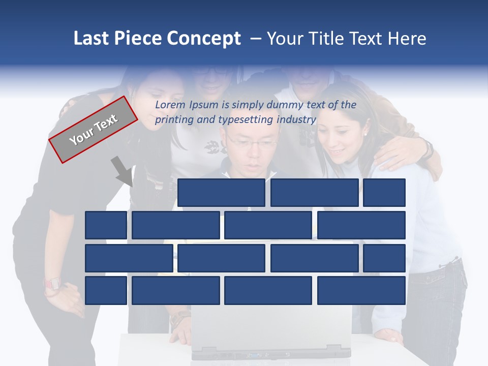 Group Of Students On A Laptop Over A White Background PowerPoint Template