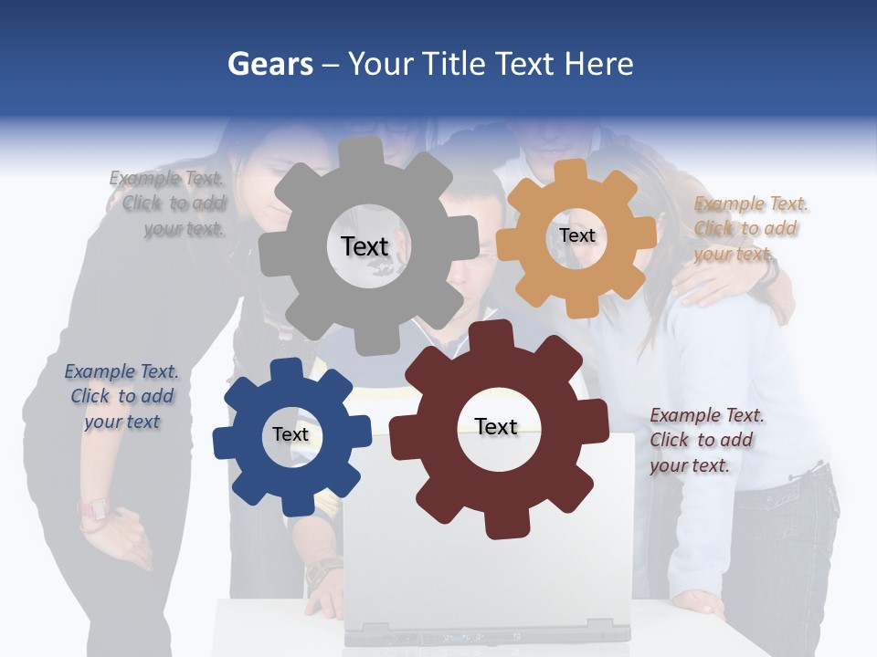 Group Of Students On A Laptop Over A White Background PowerPoint Template