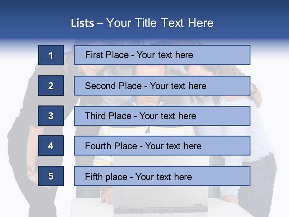 Group Of Students On A Laptop Over A White Background PowerPoint Template