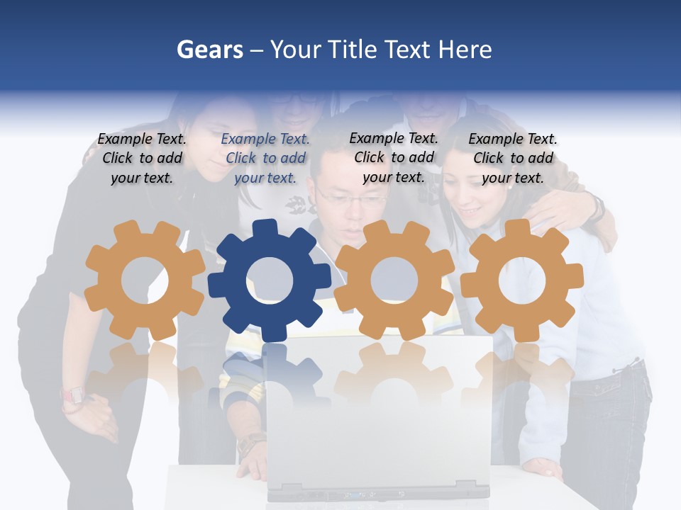 Group Of Students On A Laptop Over A White Background PowerPoint Template