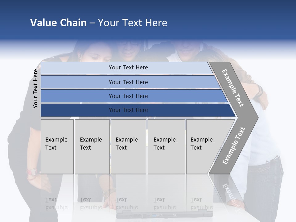 Group Of Students On A Laptop Over A White Background PowerPoint Template