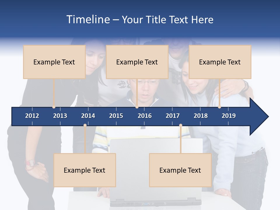 Group Of Students On A Laptop Over A White Background PowerPoint Template